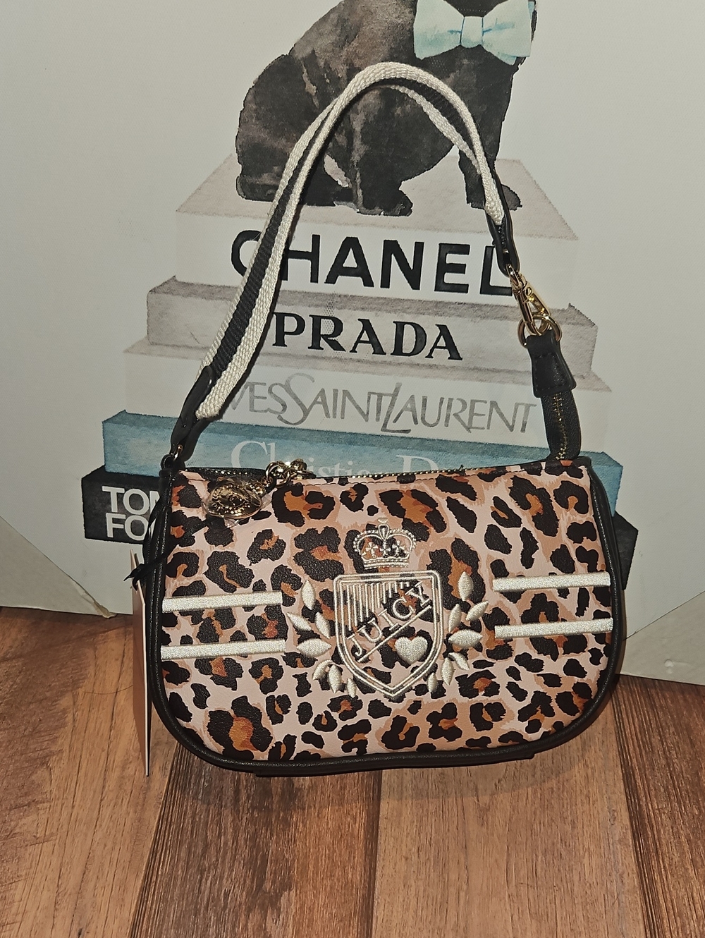 Juicy Couture Leopard Print Shoulder Bag - Tan, Black